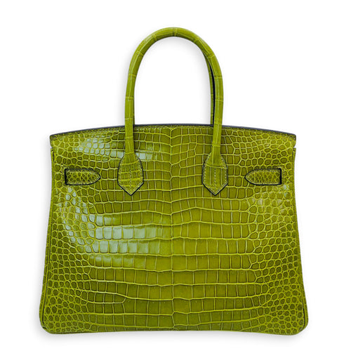 Birkin 30 Vert Anis in Shiny Porosus, Palladium hardware