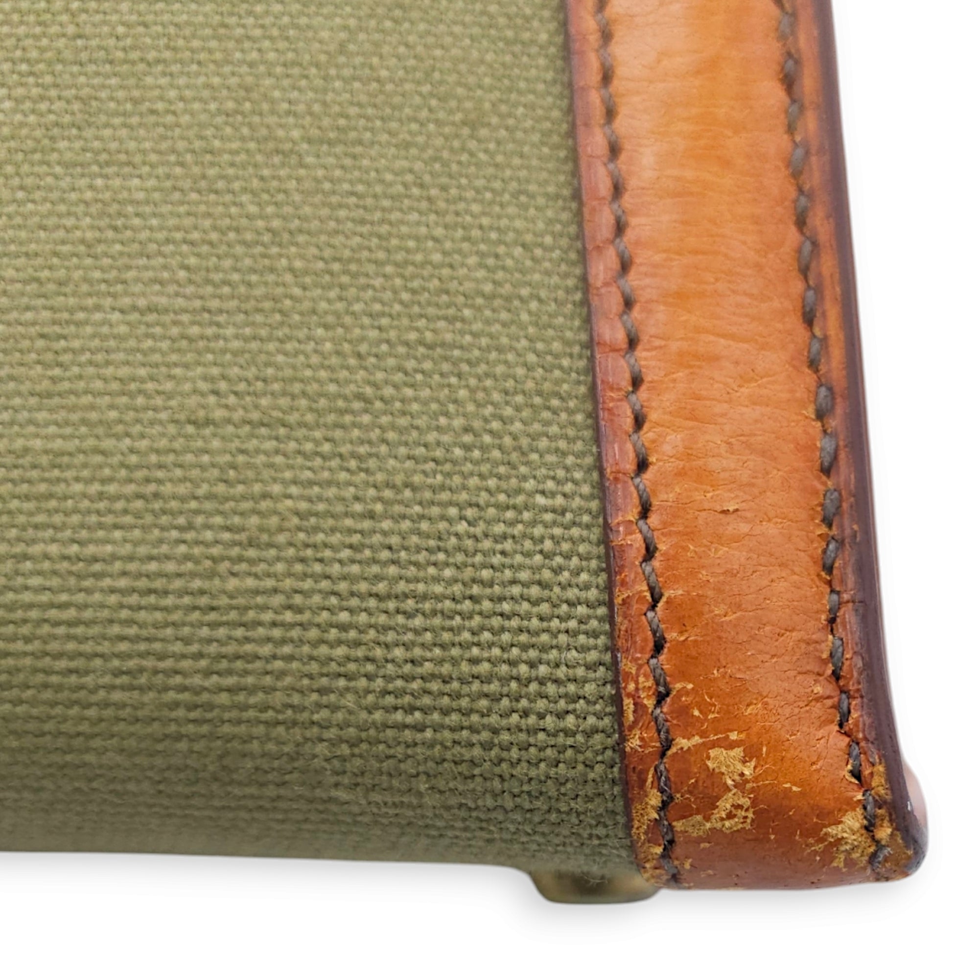 Kelly 28 Naturel/Olive in Porc/Toile Gold hardware
