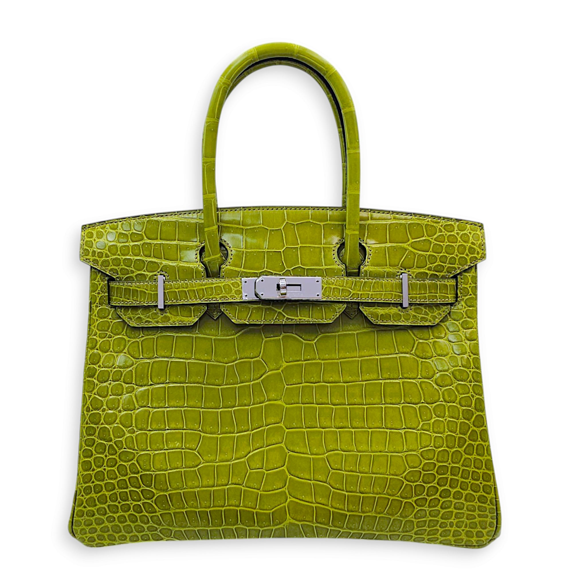 Birkin 30 Vert Anis in Shiny Porosus, Palladium hardware