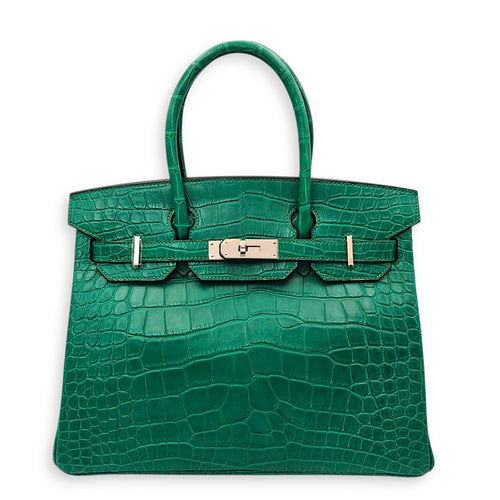 Birkin 30 Malachite in Matte Alligator, Palladium hardware