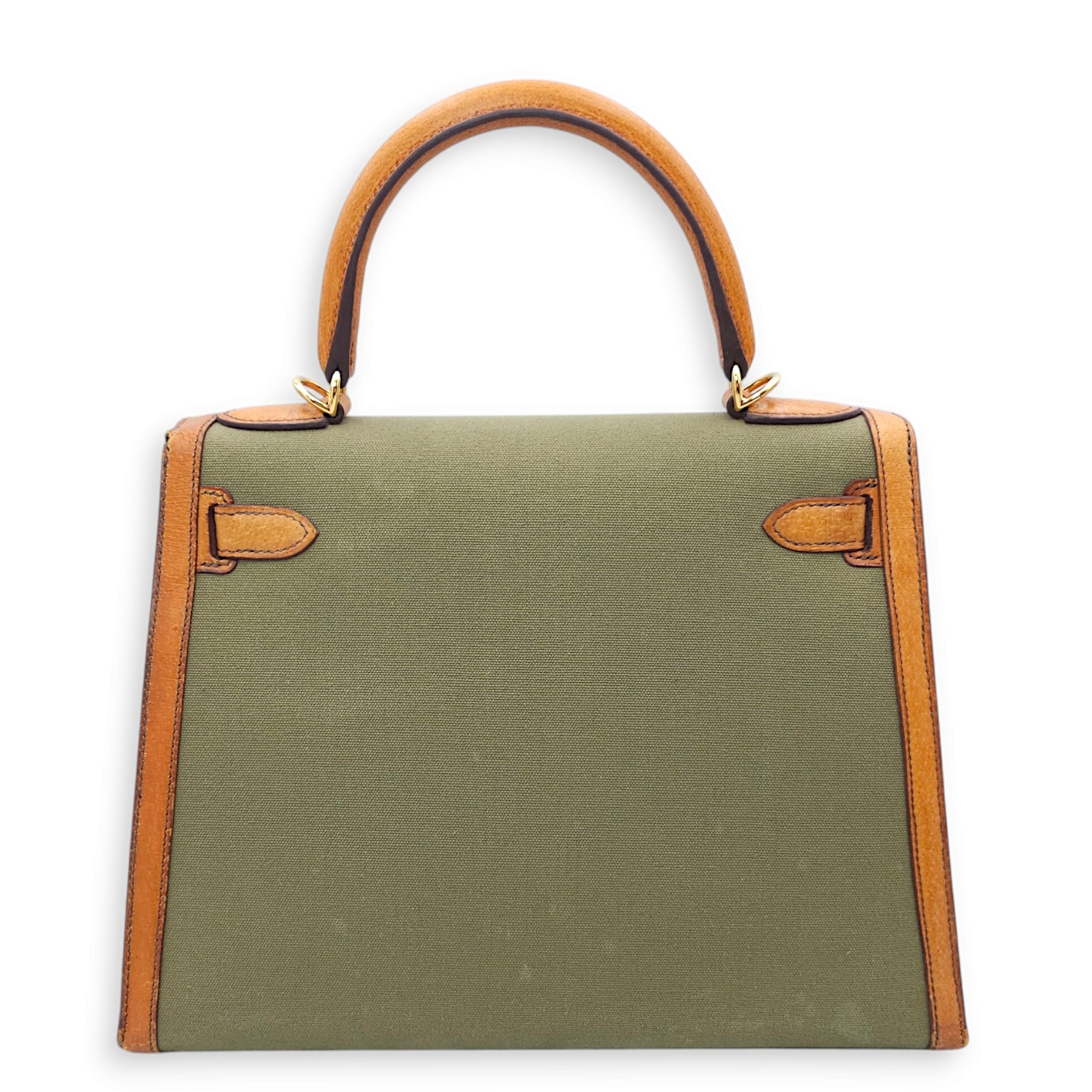 Kelly 28 Naturel/Olive in Porc/Toile Gold hardware