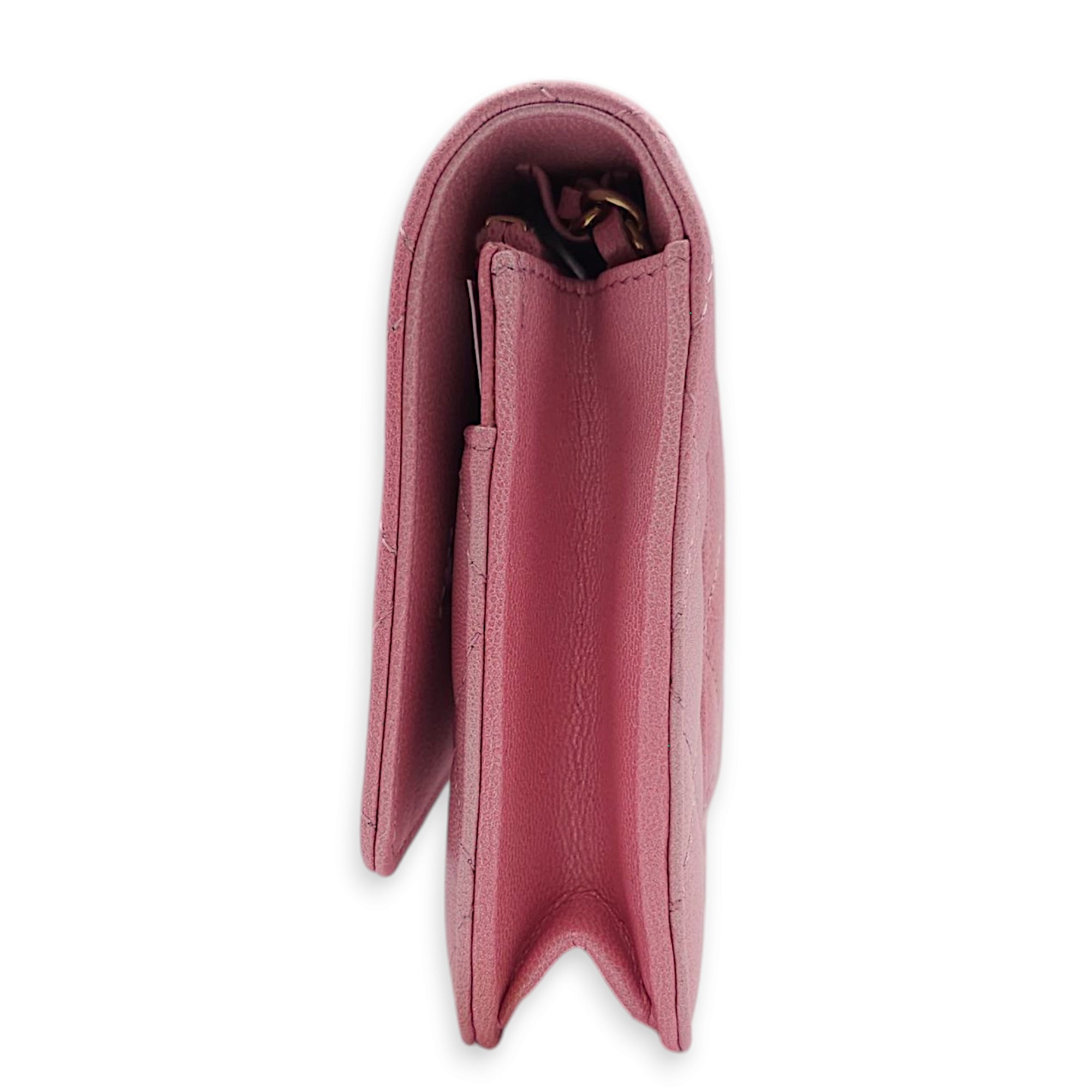 Classic Pink Wallet On Chain in Calfskin Gold hardware CL2502-10133 6