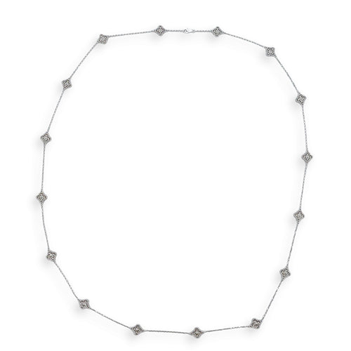 Sweet Alhambra, 16 Motifs Long Necklace in White Gold Hardware