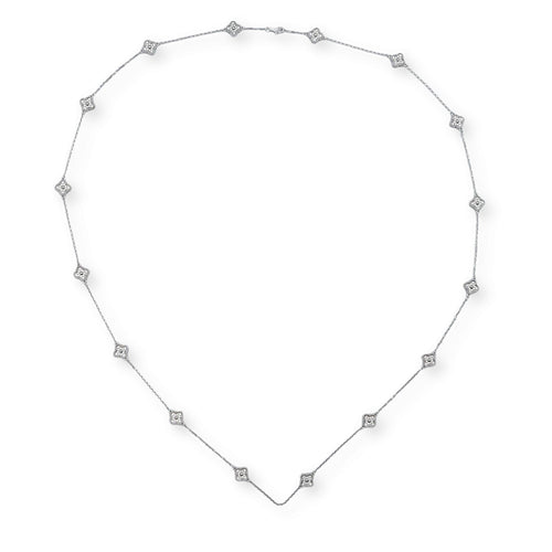 Sweet Alhambra, 16 Motifs Long Necklace in White Gold Hardware