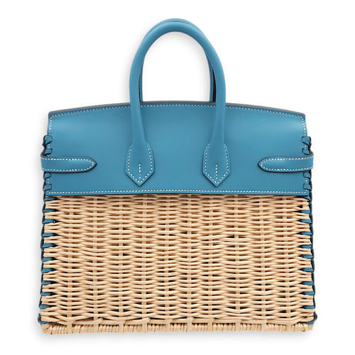 Birkin Picnic 25 Blue Jean in Swift/Osier, Palladium hardware