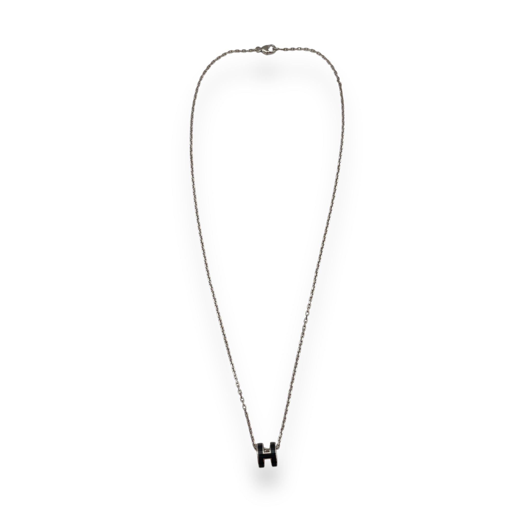 Pop H Mini Black Necklace, Palladium hardware