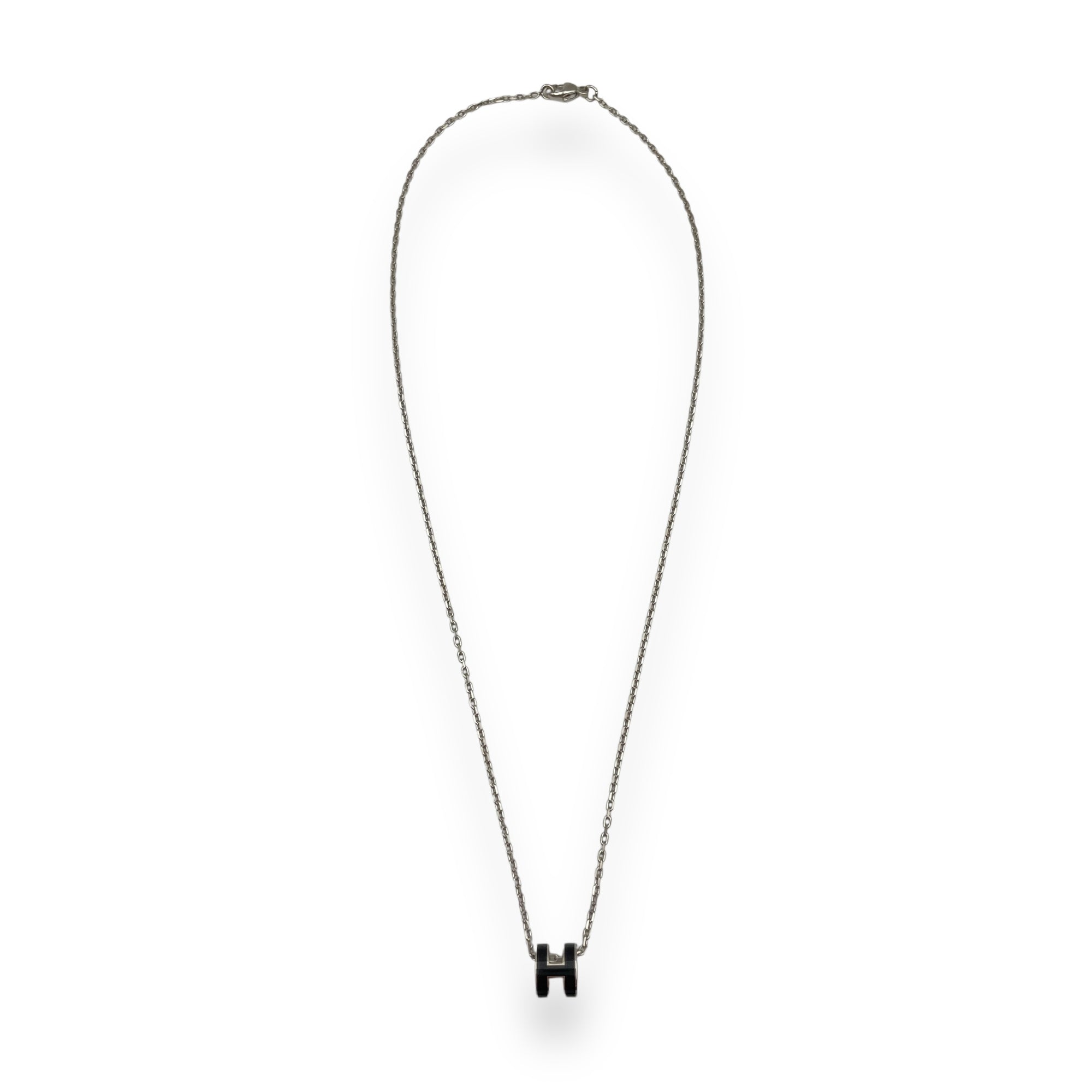 Pop H Mini Black Necklace, Palladium hardware