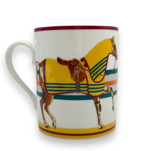 Cheval a la Couverture Mug Jaune/Vert Homeware