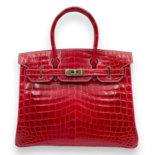 Birkin 30 Rouge  in Shiny Niloticus Palladium hardware