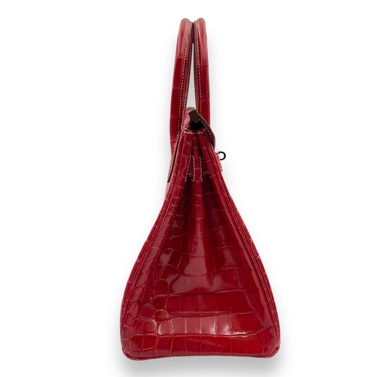 Birkin 30 Rouge  in Shiny Niloticus Palladium hardware