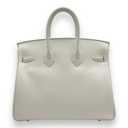 Birkin 25 New White in Swift, Palladium hardware