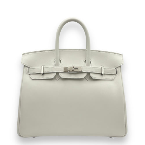 Birkin 25 New White in Swift, Palladium hardware