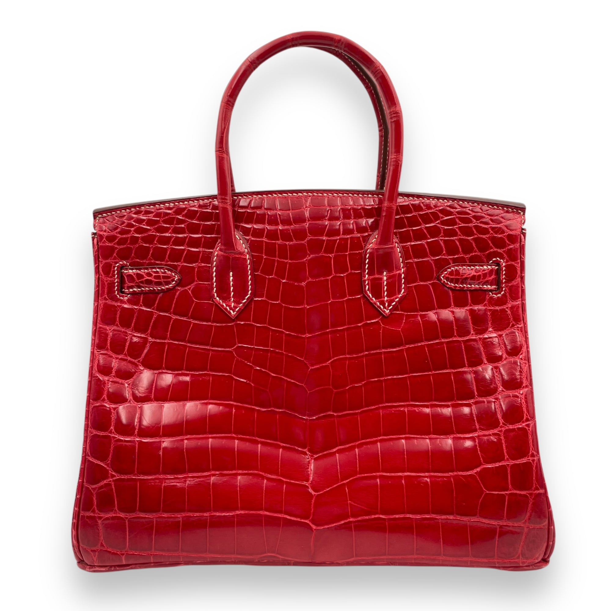 Birkin 30 Rouge in Shiny Niloticus, Palladium hardware