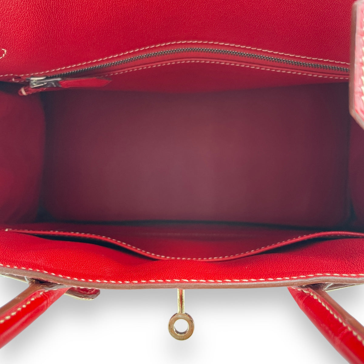 Birkin 30 Rouge  in Shiny Niloticus Palladium hardware