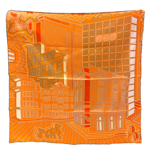 Faubourg City 70 Orange/Vert De Gris Scarf