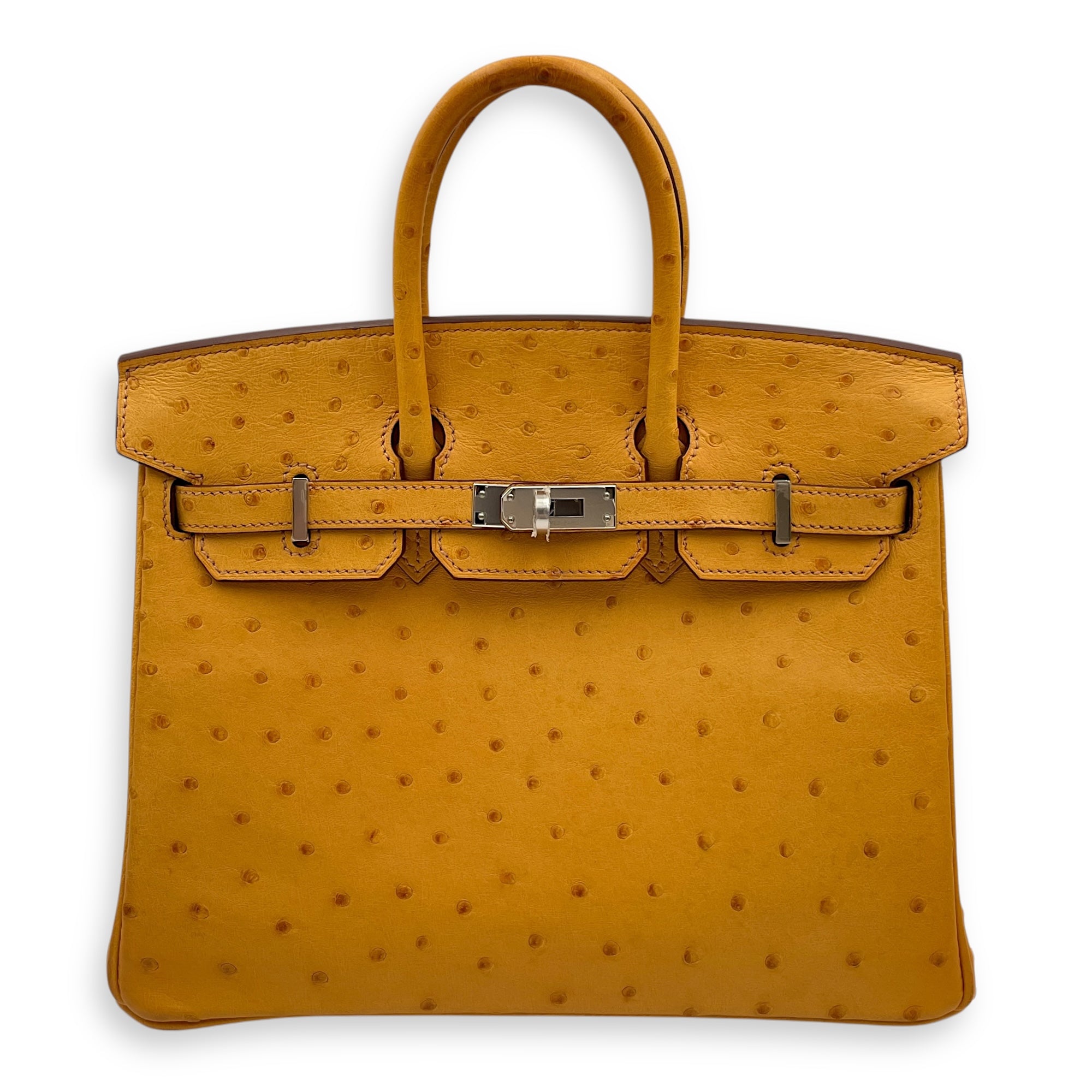 Birkin 25 Saffron in Ostrich, Palladium hardware