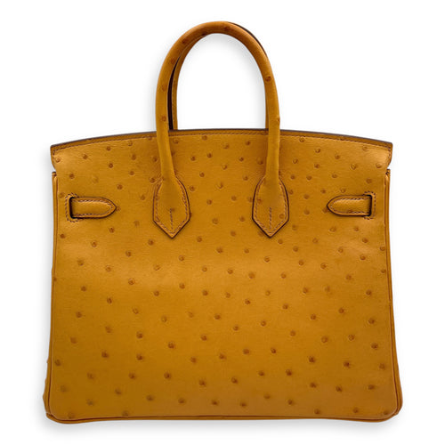 Birkin 25 Saffron in Ostrich, Palladium hardware