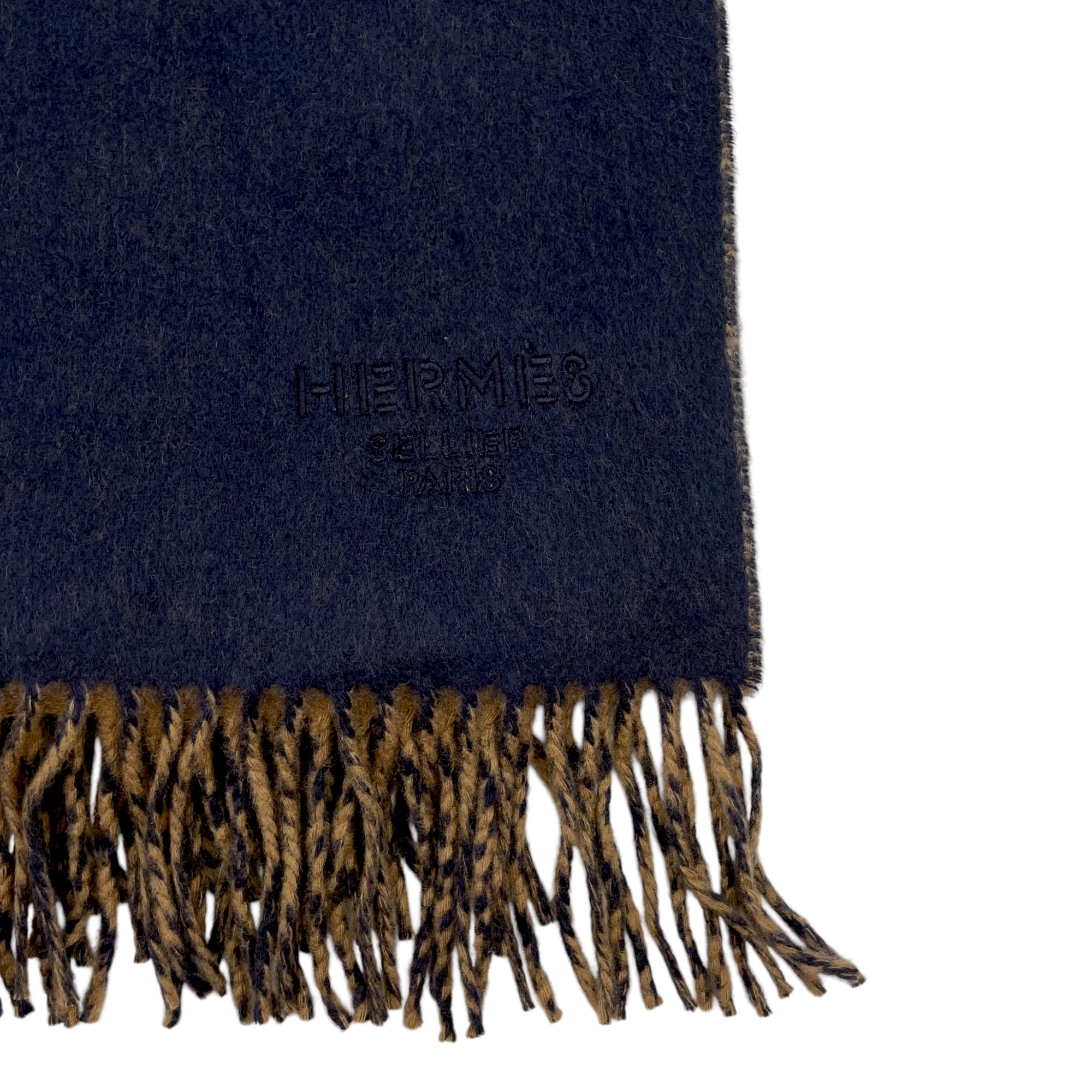 Double Face Marine/Bronze Stole in Cashmere