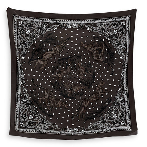 Guepards Bandana Embroidered Scarf 90 Cacao/Blanc Scarf