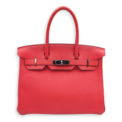 Birkin 30 Rose Jaipur in Clemence, Palladium hardware