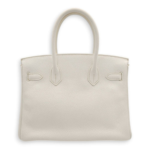 Birkin Club 30 Blanc in Clemence, Palladium hardware