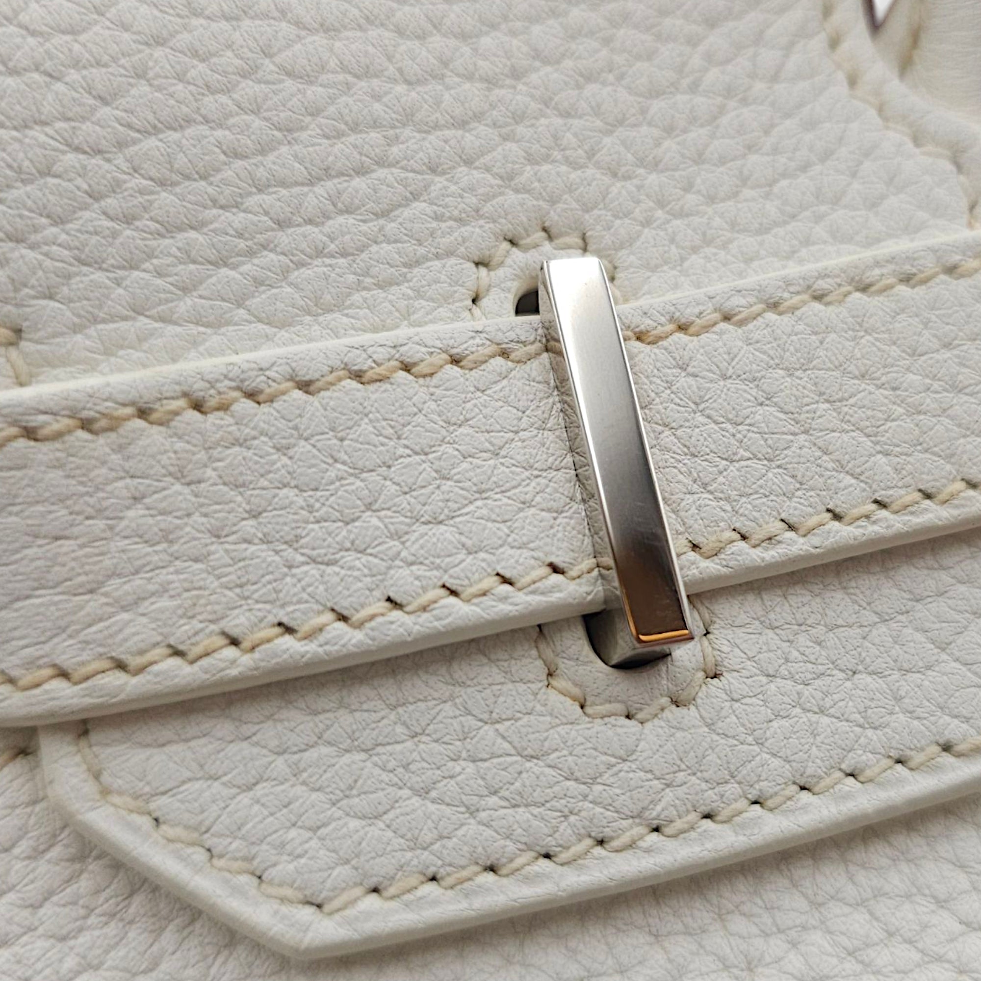 Birkin Club 30 Blanc in Clemence, Palladium hardware