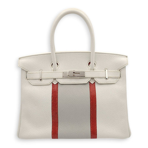 Birkin Club 30 Blanc in Clemence, Palladium hardware