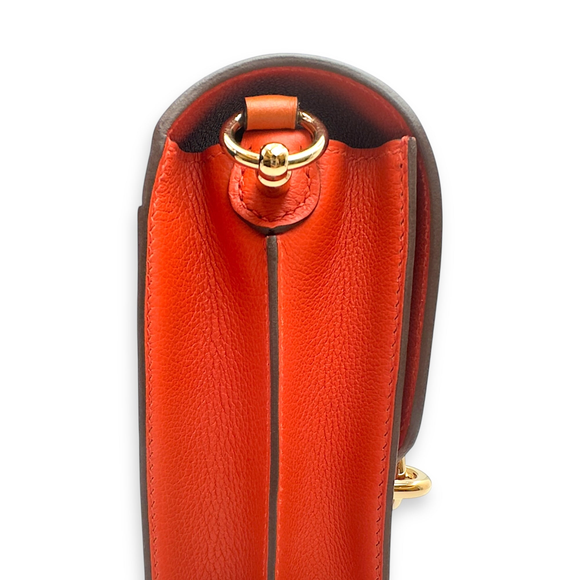 Roulis Mini Bicolore Mini Capucine/Terre Battue in Evercolor Permabrass hardware
