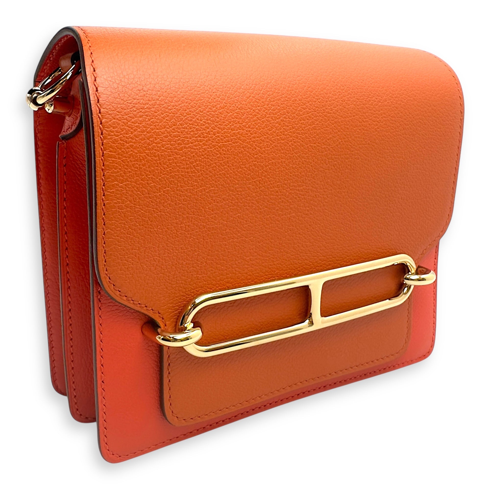 Roulis Mini Bicolore Mini Capucine/Terre Battue in Evercolor Permabrass hardware