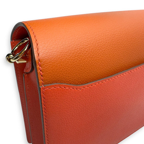 Roulis Mini Bicolore Mini Capucine/Terre Battue in Evercolor Permabrass hardware