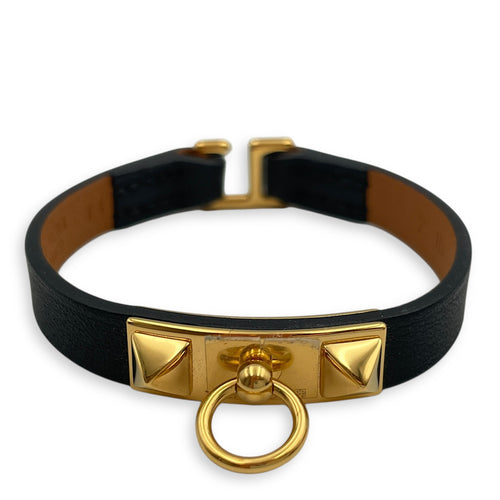 Mini Rivale T1 Black Bracelet in Swift, Gold hardware