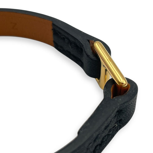 Mini Rivale T1 Black Bracelet in Swift, Gold hardware