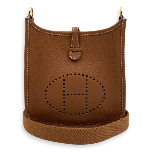 Evelyne (Short Strap) Mini Gold in Clemence, Gold hardware