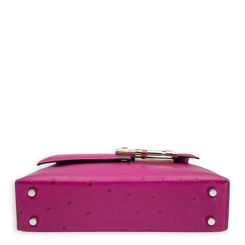 Verrou Mini Rose Pourpre in Ostrich, Palladium hardware