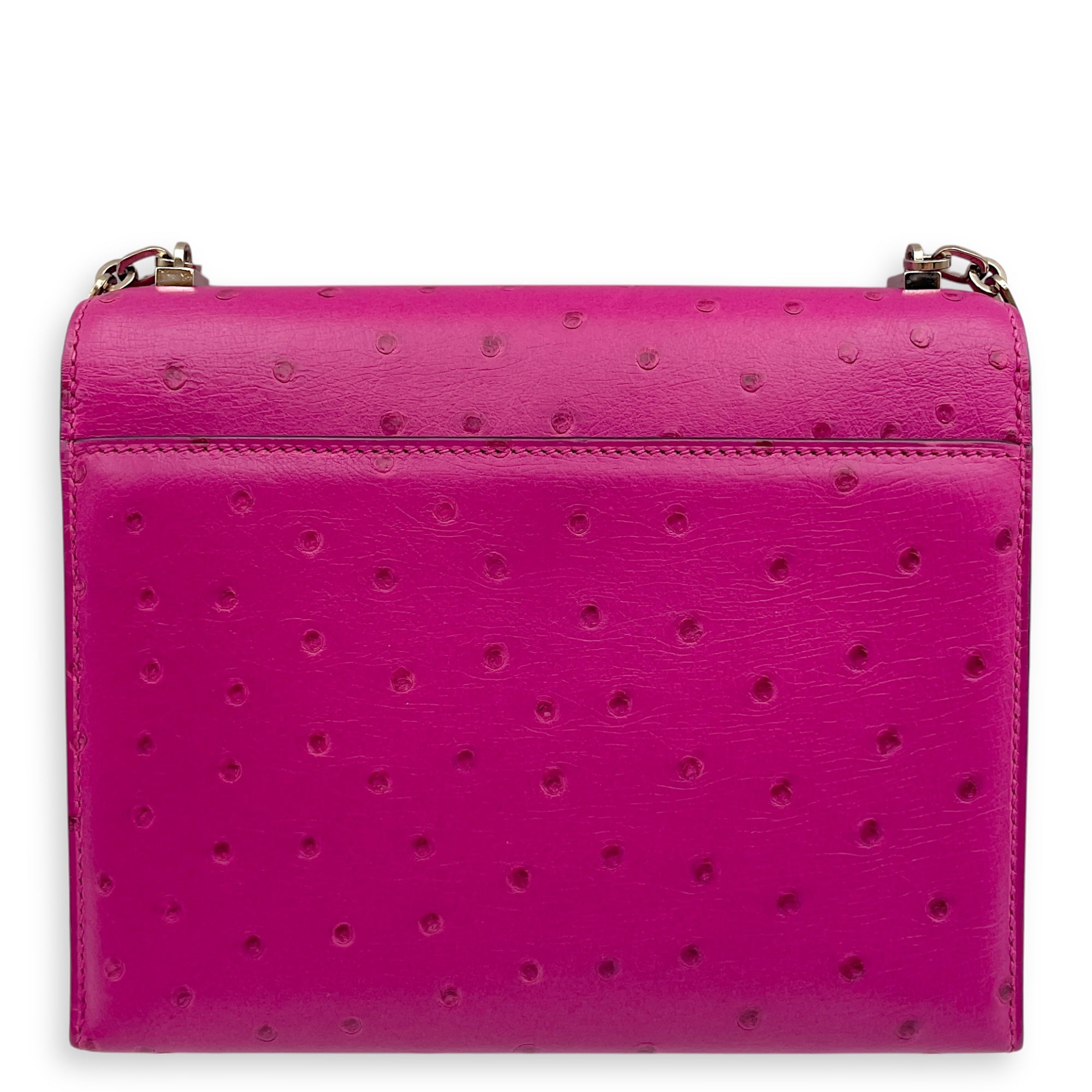 Verrou Mini Rose Pourpre in Ostrich, Palladium hardware