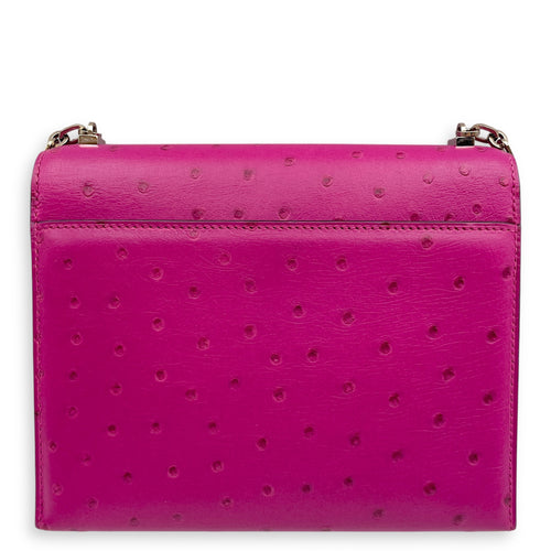 Verrou Mini Rose Pourpre in Ostrich, Palladium hardware