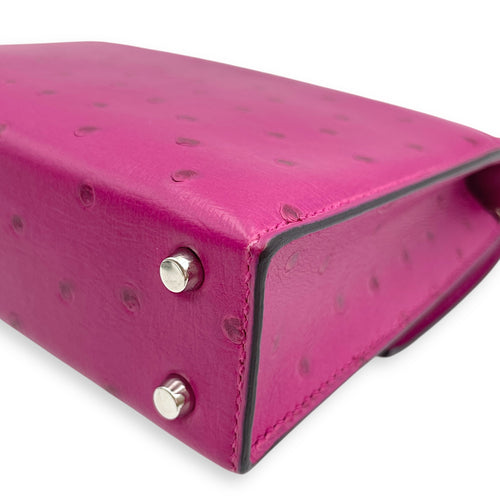 Verrou Mini Rose Pourpre in Ostrich, Palladium hardware