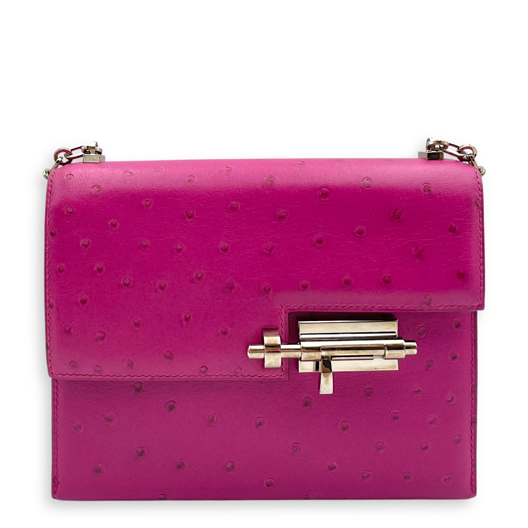 Verrou Mini Rose Pourpre in Ostrich, Palladium hardware