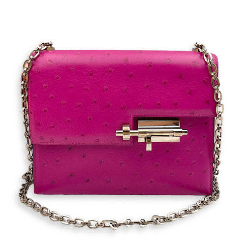 Verrou Mini Rose Pourpre in Ostrich, Palladium hardware