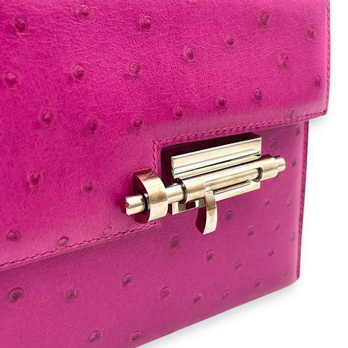 Verrou Mini Rose Pourpre in Ostrich, Palladium hardware