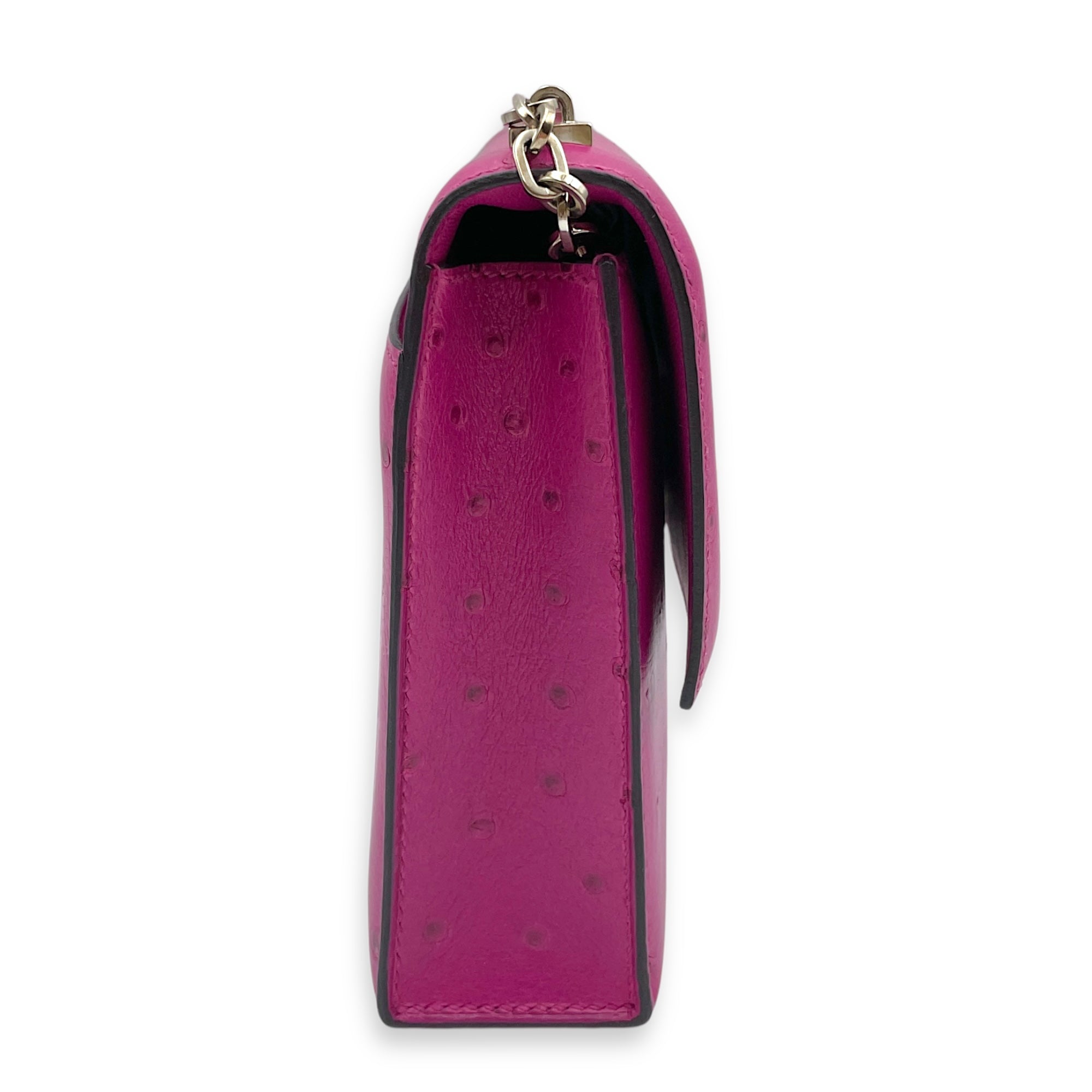 Verrou Mini Rose Pourpre in Ostrich, Palladium hardware
