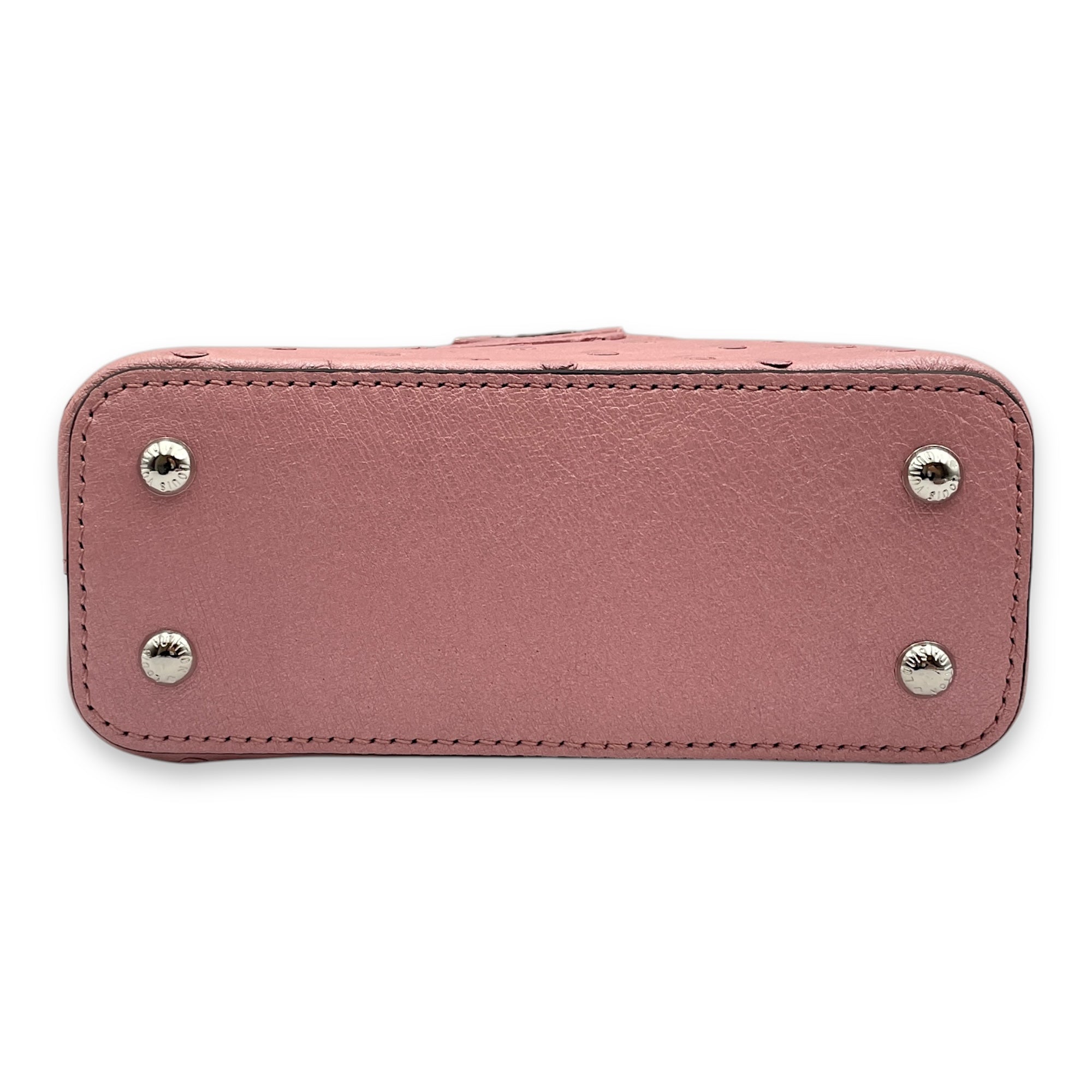 Capuccines Nano Pink Crossbody Bag in Ostrich, Silver hardware