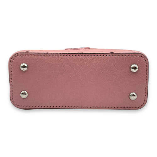 Capuccines Nano Pink Crossbody Bag in Ostrich, Silver hardware