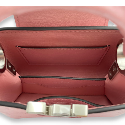 Capuccines Nano Pink Crossbody Bag in Ostrich, Silver hardware