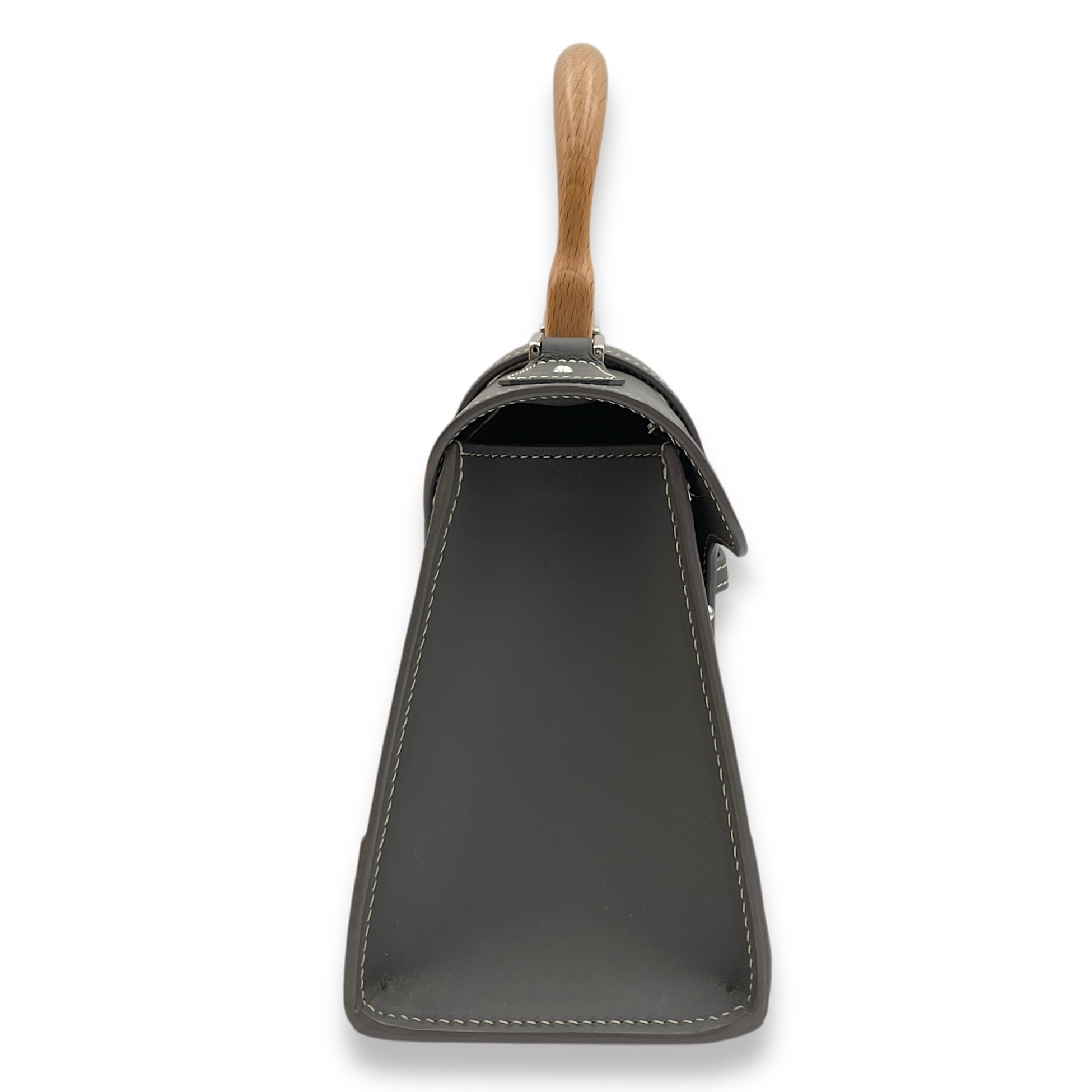 Saigon Structured Mini Grey Crossbody Bag in Goyardine canvas, beech handle Silver hardware CL2503-10636 3