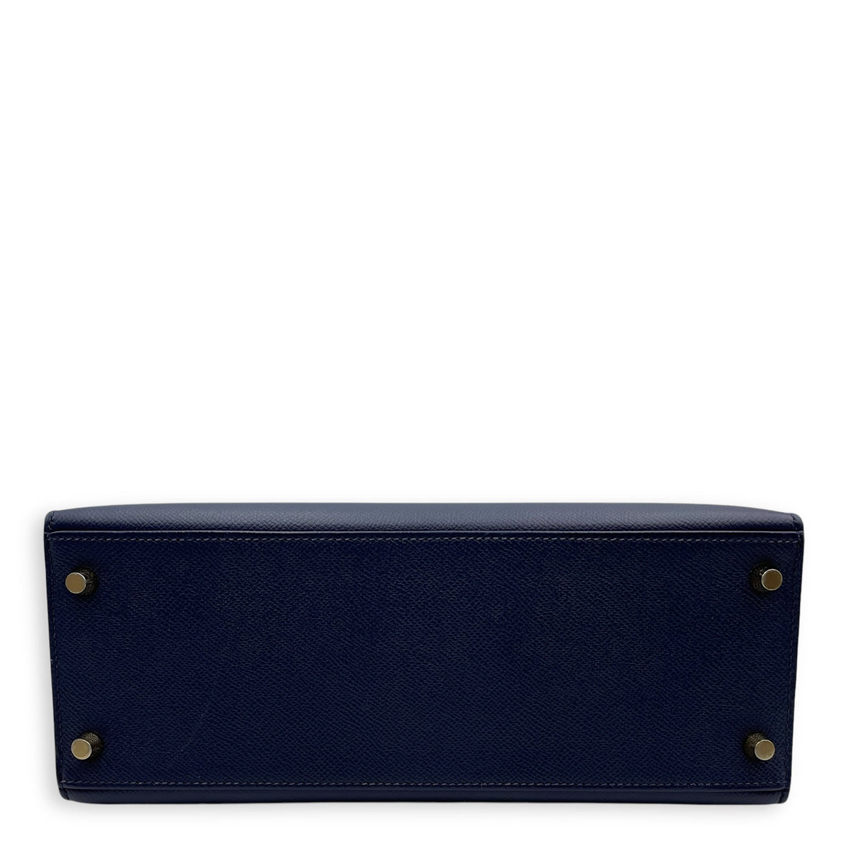 HSS Sellier Kelly 28 Blue Sapphire/Craie  in Epsom Brushed Gold hardware