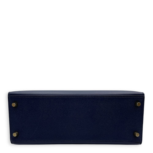 HSS Sellier Kelly 28 Blue Sapphire/Craie in Epsom, Brushed Gold hardware