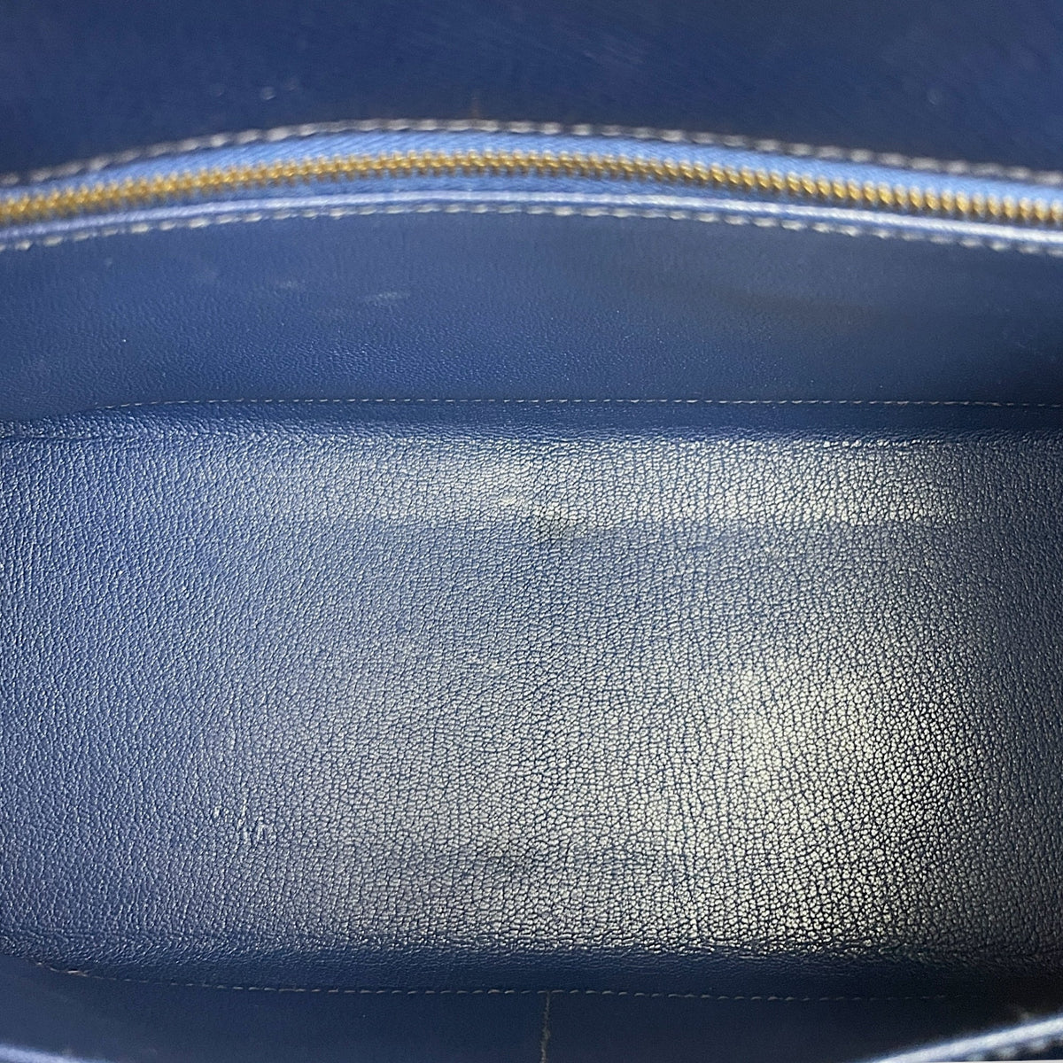 HSS Sellier Kelly 28 Blue Sapphire/Craie  in Epsom Brushed Gold hardware