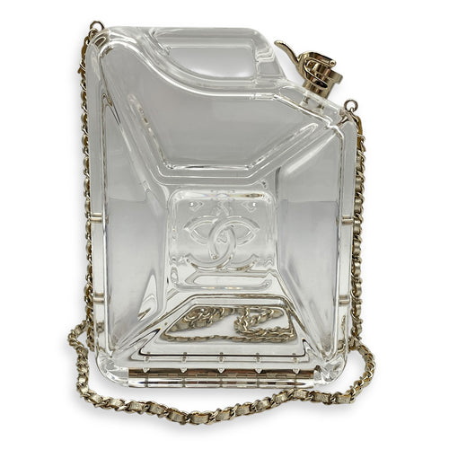 Dubai By Night Jerry Can Evening Bag 12.5x17/13x5cm Crossbody Bag in Plexiglass, lambskin strap, Gold hardware