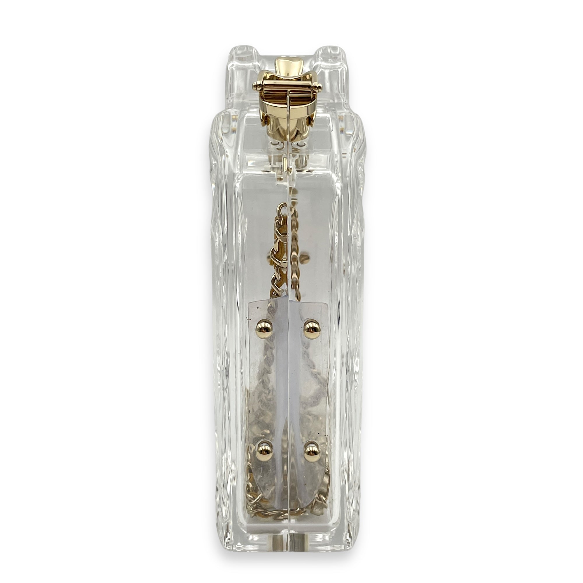 Dubai By Night Jerry Can Evening Bag 12.5x17/13x5cm Crossbody Bag in Plexiglass, lambskin strap, Gold hardware